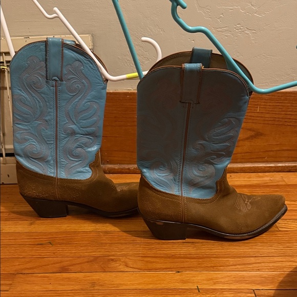 Durango Blue and Brown Leather Cowboy Boots Woman 7 - Picture 6 of 8